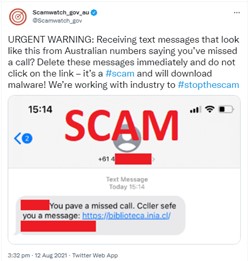 Scam warning example