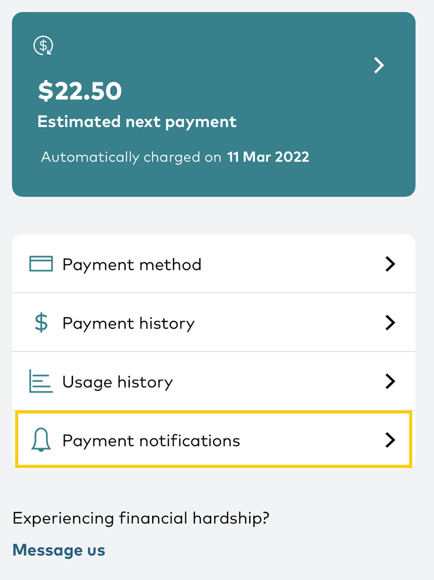 MOA - Payment notification option